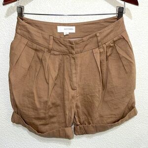 Alythea Brown Tweed Cuffed Shorts